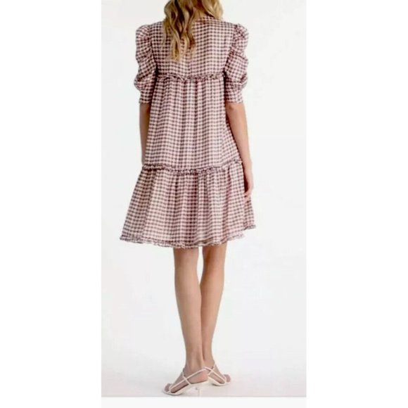 $338 Birgitte Herskind Sus Shift Dress  Pepita Houndstooth Print Size US 12 XL - Picture 2 of 7